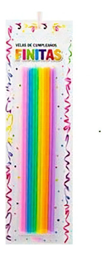 Velas Finitas 17cm Neon Fluo Multicolor - Blister X 24 U