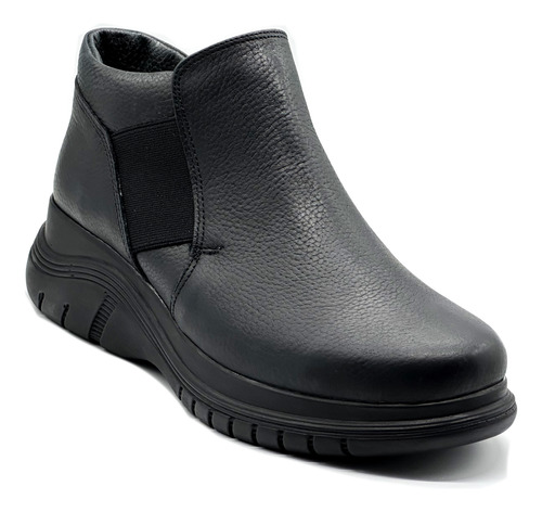 Bota Botineta Cuero Mujer Cierre Negro