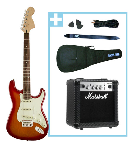 Guitarra Electrica Racker Ampli Marshall Mg10cf + Accesorios