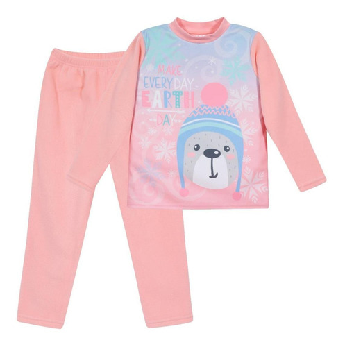 Pijama Niña Polar Sustentable Earth Day Rosado H2o Wear