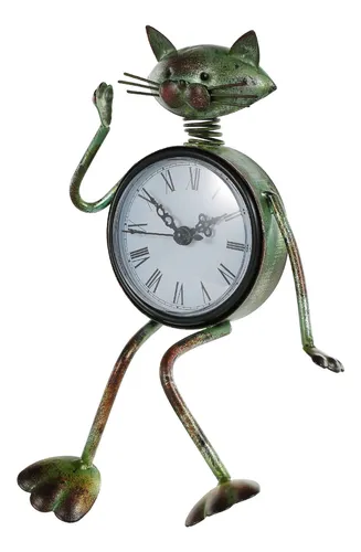 Reloj Vintage Hecho A Mano Con Forma De Gato, Figura De Meta