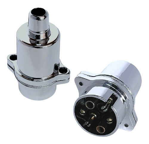 Tomada Plug Macho Conector Cromado Engate Carretinha Reboque