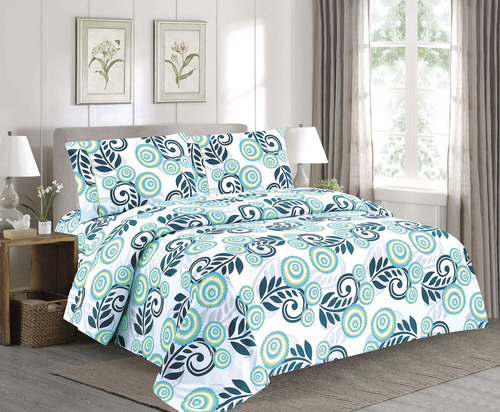 Juego De Sabanas Para Cama Queen Size Blanco/verde Floreado