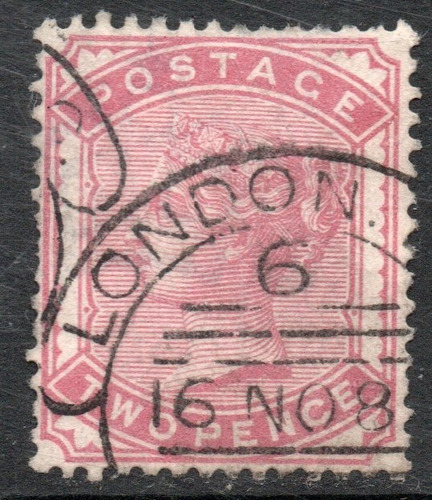 Reino Unido Sello Usado De 2 P. Reina Victoria Año 1880 