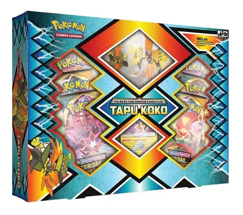 Box de Cartas - Pokémon - Tapu Koko - Miniatura - 37 Cartas - Copag