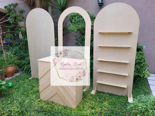 Combo Mesa Candy Bar Desarmable Mas 3 Paneles Desarmables!! Madera