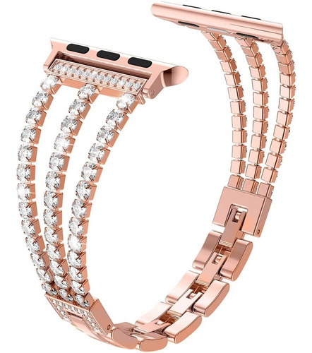 Extensible Correa Applewatch T500 Cristales Mujer Elegante Ancho De La Correa 45 Mm Color Dorado