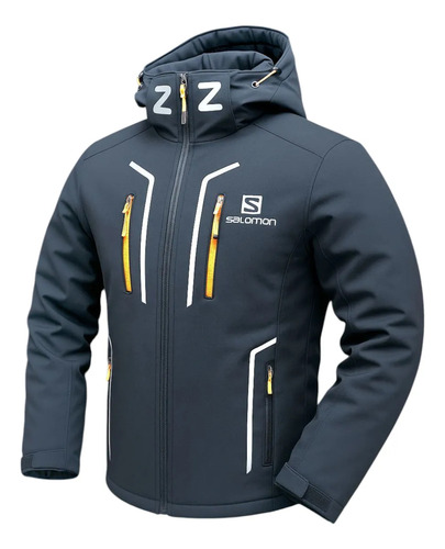 Campera Salomon Tecnica Deportiva Con Trampa Para Nieve Gris Oscuro L