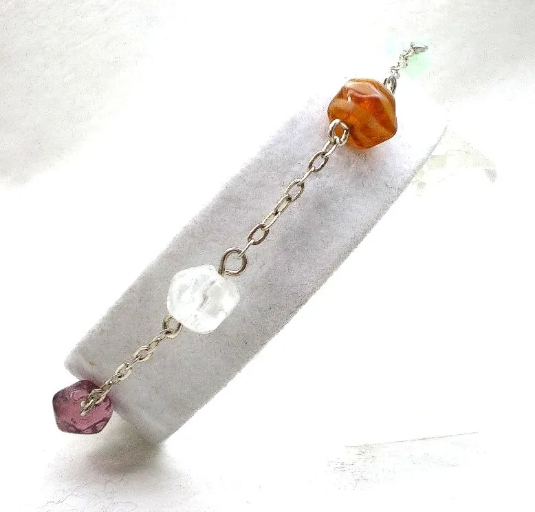 Pulsera De Plata 925 Con Cuarzos Naturales