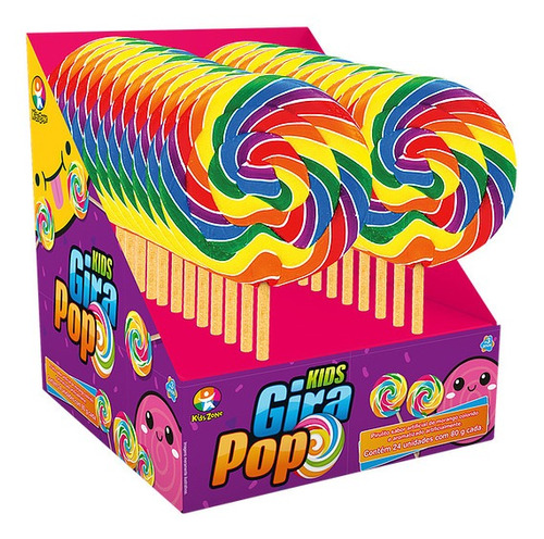 Kids Pirulito Gira Pop Kit Com 24 Un