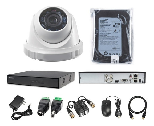 Kit 1 Cámaras Seguridad Domo Interior Hd Hikvision + 500gb