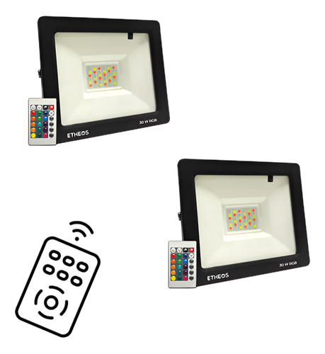 Proyectores Luz Rgb 30w Cambia Color Luces Exterior Pack X 2