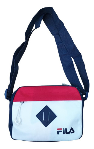 Bolsa Lateral Ou Transversal Fila Trekking Acambamento Dos Ferragens Níquel Cor Branco/marinho Correia De Ombro Azul Desenho Do Tecido Liso