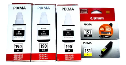 04 Tintas Canon Gi-190 Original + 151bk + 151y - Nuevas