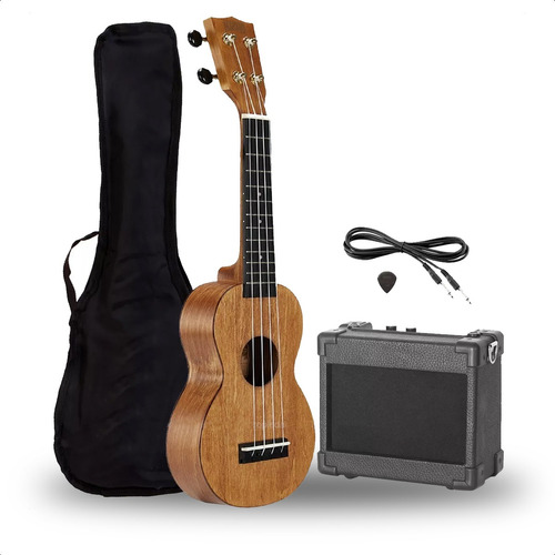 Ukelele Electroacustico Colores Amplificador Funda Cable Pua