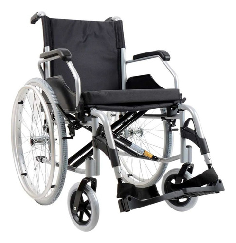 Cadeira De Roda Em Aluminio Dobravel Modelo D600 Dellamed Cor Preto Assento 40cm