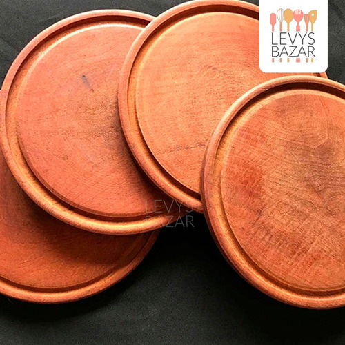 X6 Platos De Madera Algarrobo Para Asado 24cm Calidad Picada