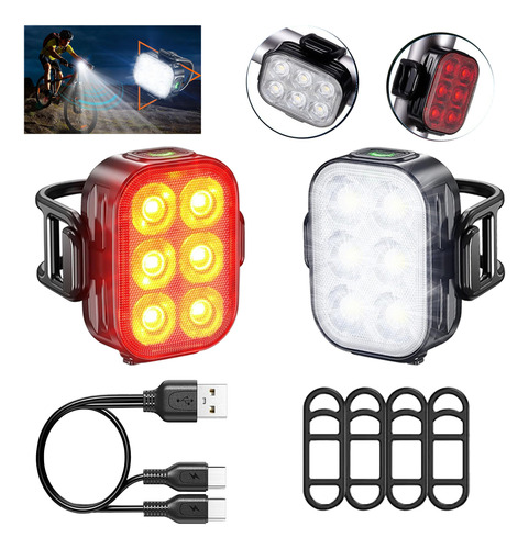Lampara Bicicleta Led Recargable Ip65 Delantera Trasera