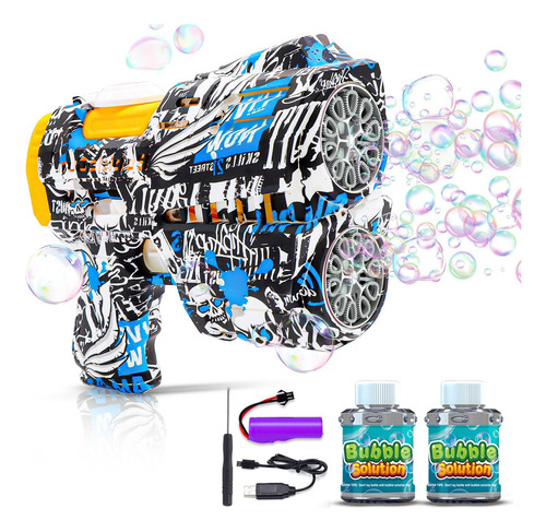 Pistola De Burbujas Eléctrica Niños Con 2 Botellas Recambio Color Azul