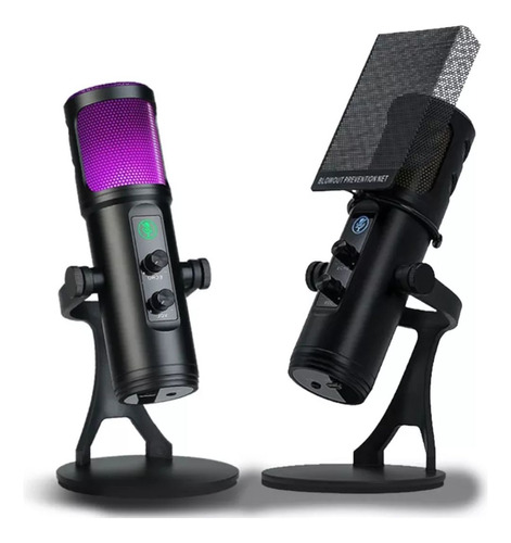 Microfono Condensador Profesional Rgb Usb Gaming Grabaciones