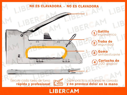 Imagen 7 de 10 de Engrampadora Clavadora Manual Metalica 13mm 4-6-8