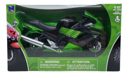 Moto Deportiva Kawasaki Verde Zx14 2011 New Ray Escala 1:12 