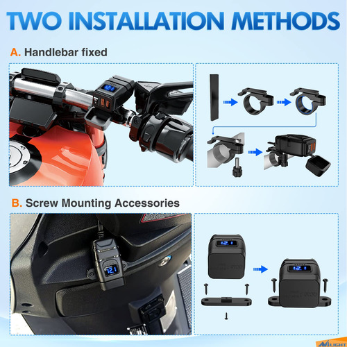 Cargador De Motocicleta Nilight 12 V Con Usb Y Voltímetro