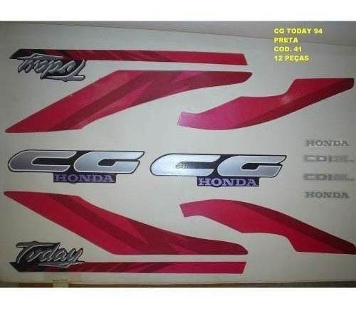 Faixa Cg 125 Today 94 - Moto Cor Preta (41 - Kit Adesivos)