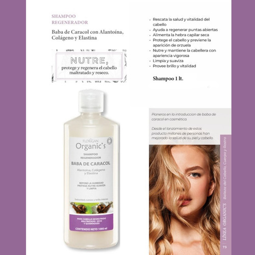 Baba De Caracol Shampoo 1lt. Y Crema 350grs. Set Florigan