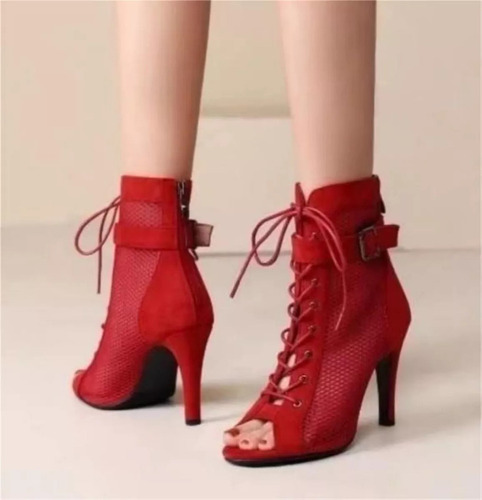 Zapatos De Baile De Tacón Alto Con Hebilla Cruzada De Malla