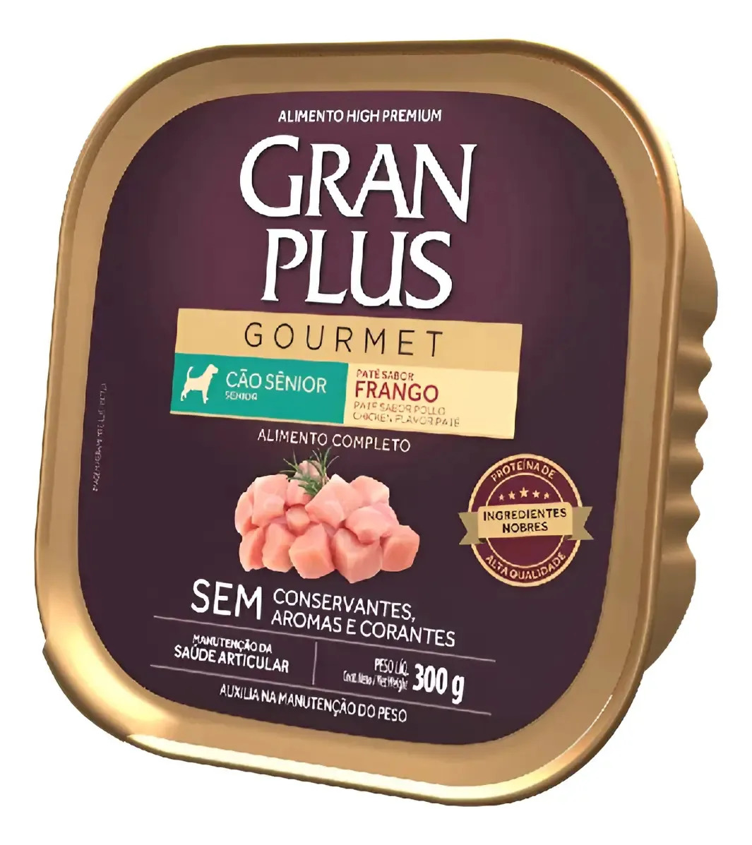 Ração Úmida Granplus Patê Frango Cães Sênior 6x300g