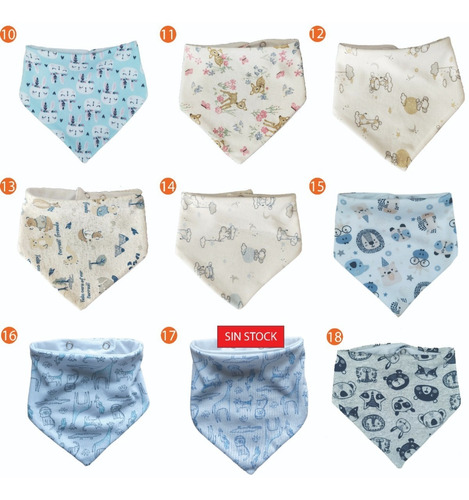 Imagen 3 de 7 de Babero Bandana De Doble Algodón - 3 Unidades A Elección