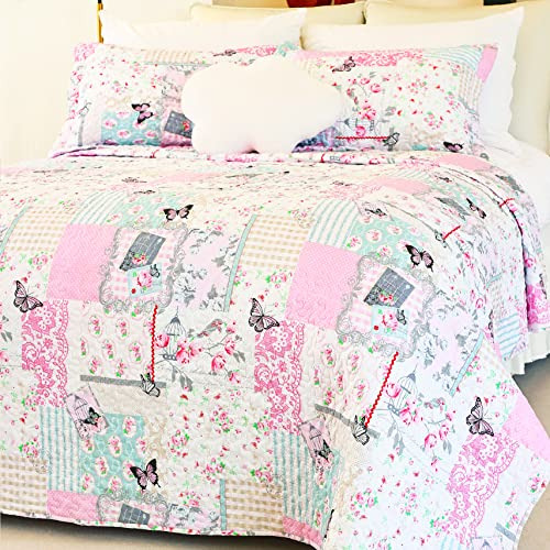 Juego De Ropa De Cama Floral Cama King, Colcha Reversib...