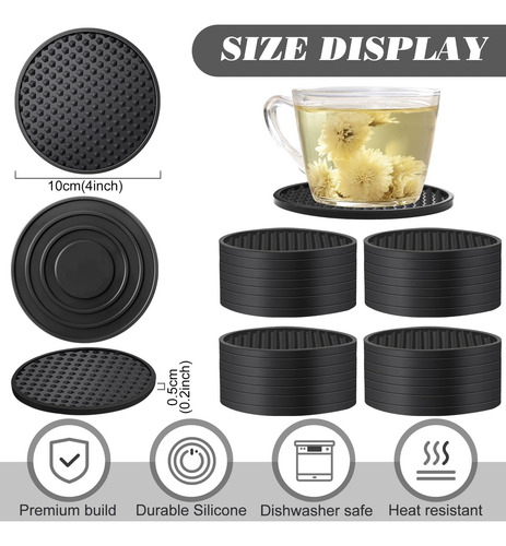 Paquete De 48 Posavasos De Silicona Para Bebidas, Posavasos