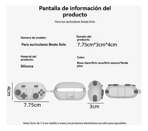 USDILU Funda Case Para Beats Solo Buds Uso Rudo Protector + Limpiador Juegos Carcasa Diseño Con Llavero Color Gris Claro
