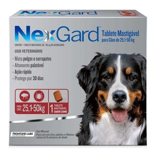 Nexgard Antipulgas E Carrapatos Para Cães De 25,1 A 50kg