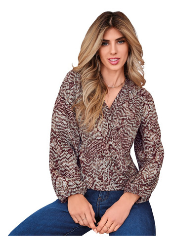 Blusa Cruzada Con Estampado Animal Print 960-43