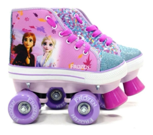 Patines 4 Ruedas Frozen Disney Original Lentejuelas + Casco