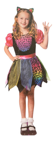 Disfraz De Gatita Vestido Colores Halloween Talla 8-10