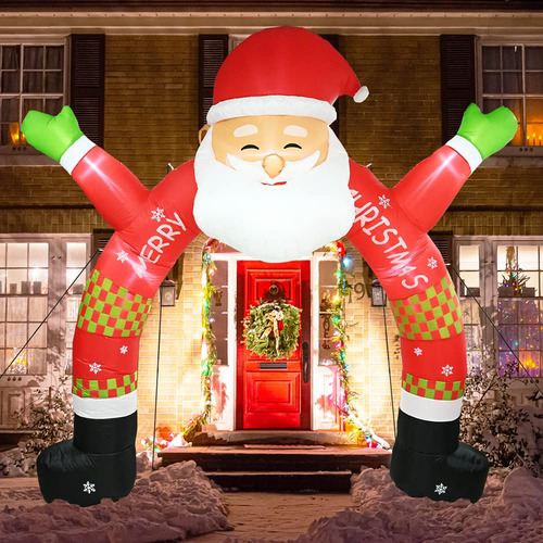 Arco Inflable De Papá Noel Iluminado 3.4 Metros Navidad