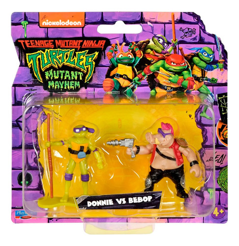 Muñecos Minis Tortugas Ninja X2 Donnie Vs Bebop Febo