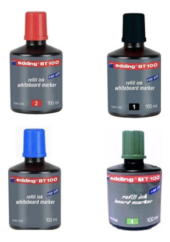 Tinta De Recarga Edding Bt100 Borrable Negro 100 Ml X8 Und