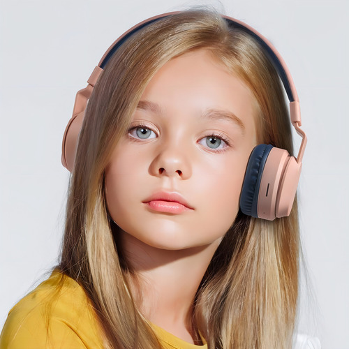 Fone de ouvido Bluetooth com limitador de volume para crianças rosa