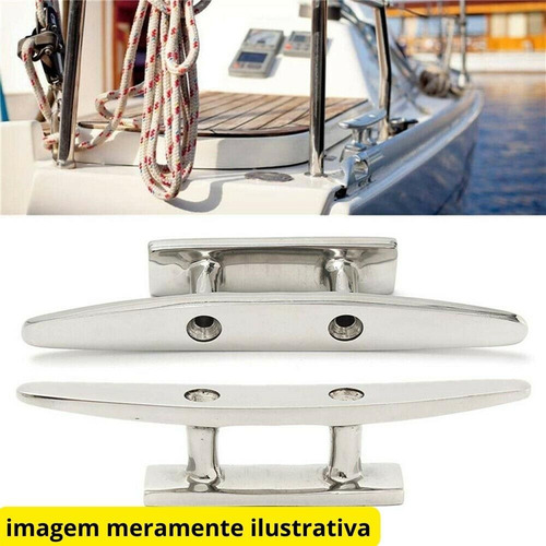 Cunho De Amarração Em Aço Inox 4 Polegadas 100mm Modelo Reto Plano Amarrações Cordas Barcos Lanchas Iates Veleiros Atracar Cais Seavix