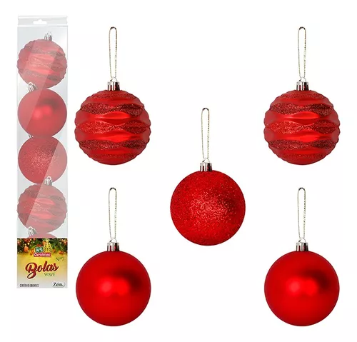 bolas de natal vermelha dourada 7cm bolas natalina 7 cm - Zein