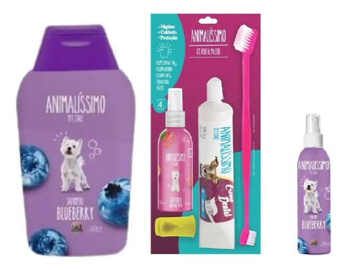 Shampoo 500ml + Perfume 50ml+ Kit Dental Master Pet Cão Gato