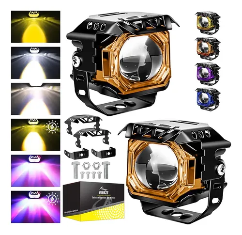 Par Faros Luces Led Auxiliare 6 Modo Lupa Estrobo Para Moto