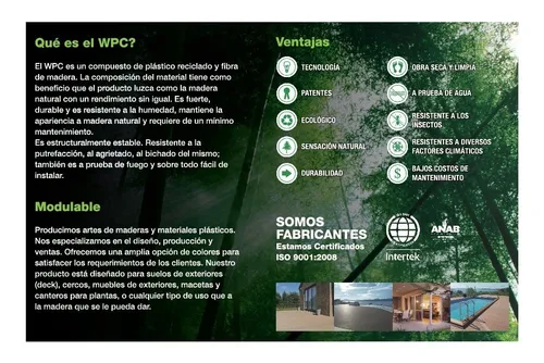 Maceta Cubo Cuadrada 10 Cm Wpc Madera Lote Pack X 5 Un