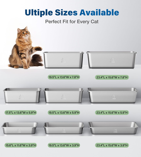 Caja De Arena De Acero Inoxidable Qiuma Large Para Gatos