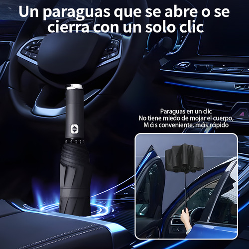 Vanance Paraguas Automatico Anti-uv Apertura Y Cierre Van01216 Paraguas Sombrilla De Bolsillo Con Botón Y Led Rotativo Plegable Grande Protección 2-3 Las Personas Color Negro
